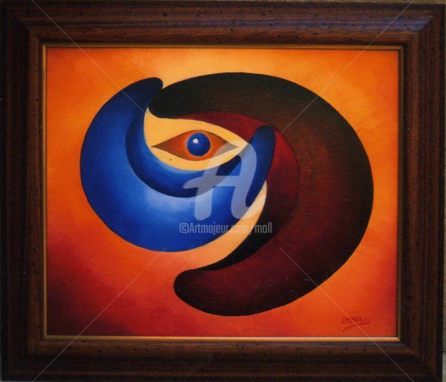Painting titled "l'Oeil" by Jean-Marie Moll, Original Artwork, Oil