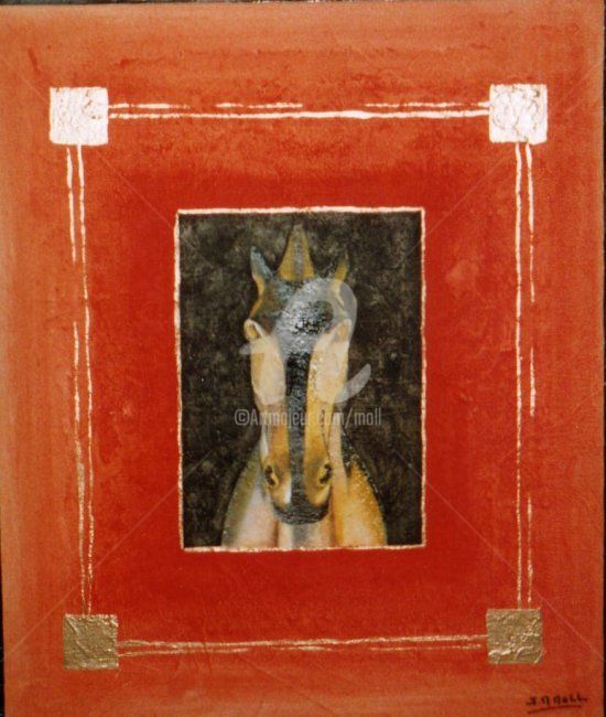 Malerei mit dem Titel "le Licorne" von Jean-Marie Moll, Original-Kunstwerk, Öl