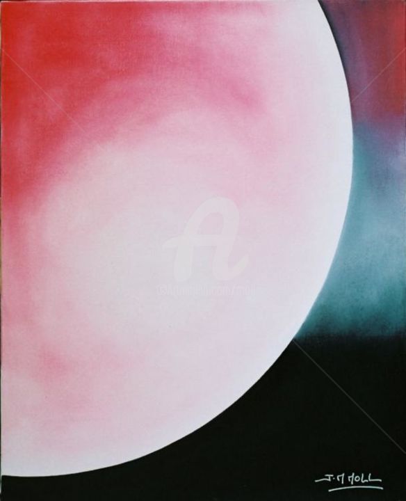 Peinture intitulée "Lune rose" par Jean-Marie Moll, Œuvre d'art originale, Huile