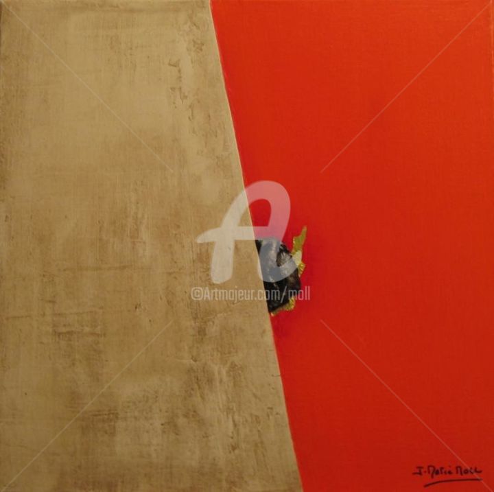 Peinture intitulée "Taureau dans l'arène" par Jean-Marie Moll, Œuvre d'art originale, Huile