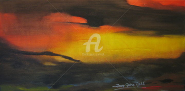 Pintura intitulada "Soleil en automne" por Jean-Marie Moll, Obras de arte originais, Óleo