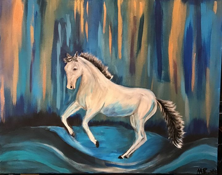 Peinture intitulée "Horse Dancing in a…" par Molly Rootes, Œuvre d'art originale, Acrylique