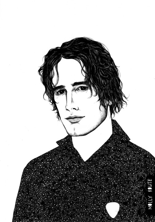 Painting titled "Jeff Buckley" by Molly Route, Original Artwork