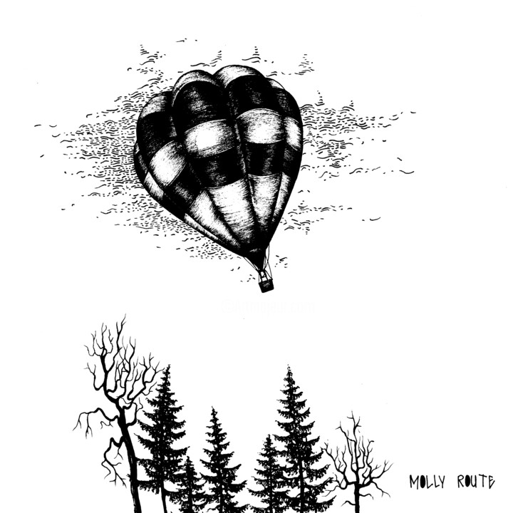 Drawing titled "AIR BALLOON" by Molly Route, Original Artwork