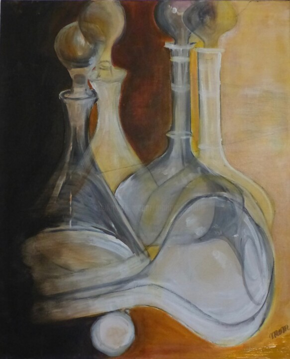 Painting titled "Mes carafes" by Môm, Original Artwork, Acrylic