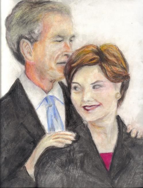 Dessin intitulée "Bush with wife" par Slavica Petrovic-Geissler, Œuvre d'art originale