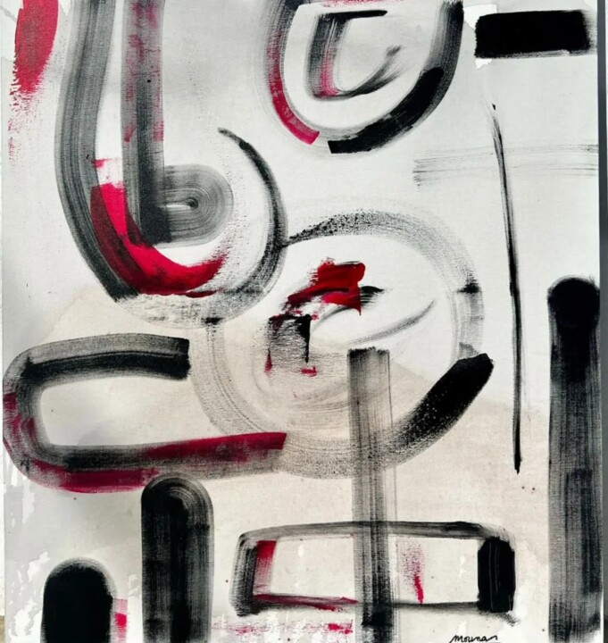 Pintura titulada "Black and white" por Mona Amara, Obra de arte original, Acrílico Montado en Bastidor de camilla de madera