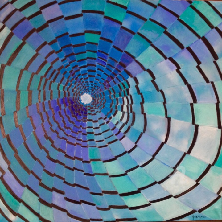 Peinture intitulée "La coupole bleue" par Mona Asmar Ou Mona Hecker, Œuvre d'art originale, Acrylique