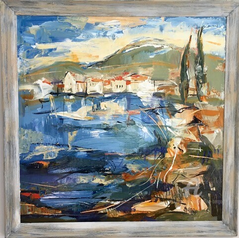 Painting titled "Sunny Côte d'Azur" by Mona Berga, Original Artwork, Oil