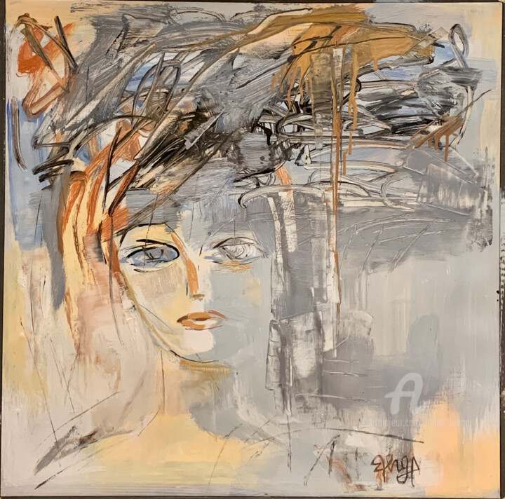 Pintura titulada "Power Mind" por Mona Berga, Obra de arte original, Oleo Montado en Bastidor de camilla de madera