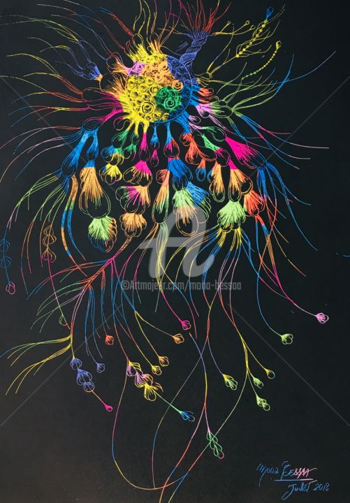 제목이 "Rainbow specimen 05"인 그림 Mona Bessaa로, 원작, 실버 포인트