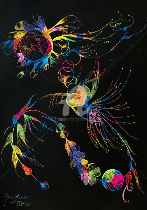 Рисунок под названием "Rainbow specimen 06" - Mona Bessaa, Подлинное произведение искусства, Серебряный карандаш