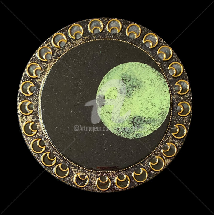 Peinture intitulée "Lune'minescence" par Mona Bessaa, Œuvre d'art originale, Collages