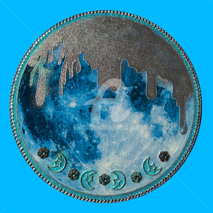 Картина под названием "Lune froide" - Mona Bessaa, Подлинное произведение искусства, Коллажи