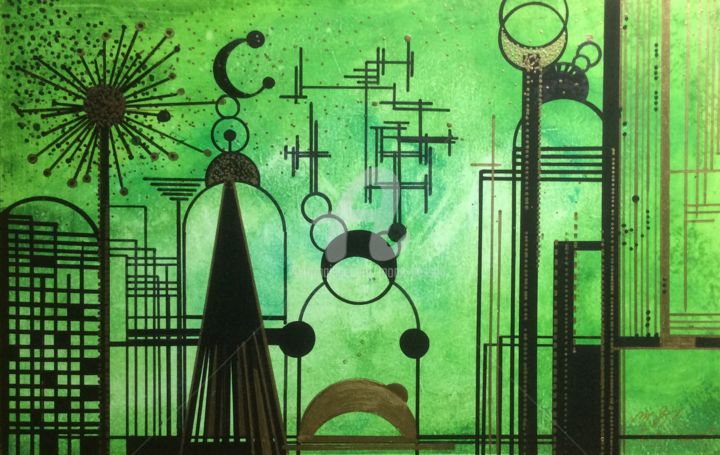 Peinture intitulée "Zone verte" par Mona Bessaa, Œuvre d'art originale, Acrylique