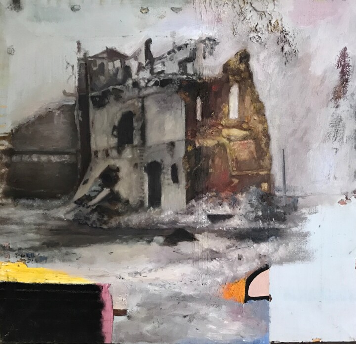 Malerei mit dem Titel "Trümmer, nach Charg…" von Mona Dia, Original-Kunstwerk, Öl