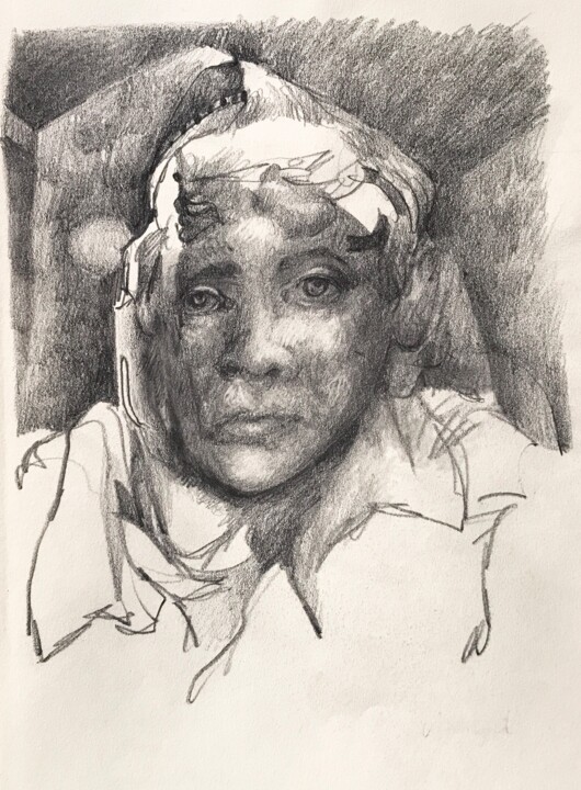 Dessin intitulée "Gesicht" par Mona Dia, Œuvre d'art originale, Crayon