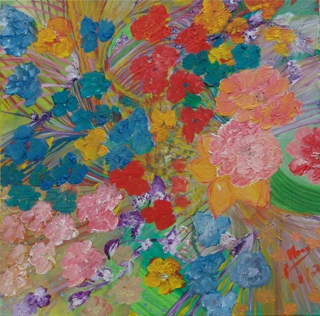 Pintura titulada "bonheur de fleurs" por Mona Roussette, Obra de arte original