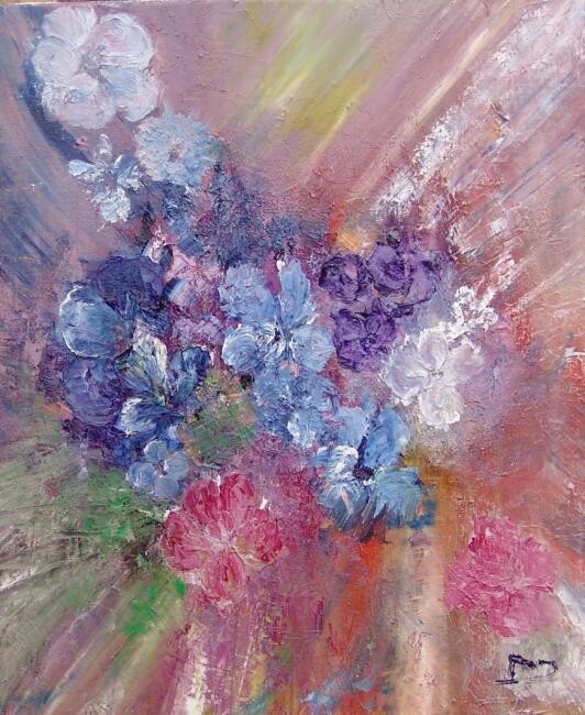 Pintura titulada "Tableau fleurs: la…" por Mona Roussette, Obra de arte original