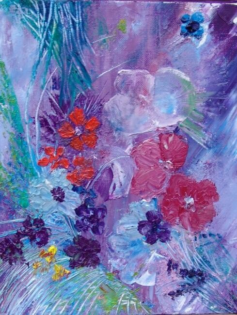 Painting titled "tableau fleurs: Fle…" by Mona Roussette, Original Artwork