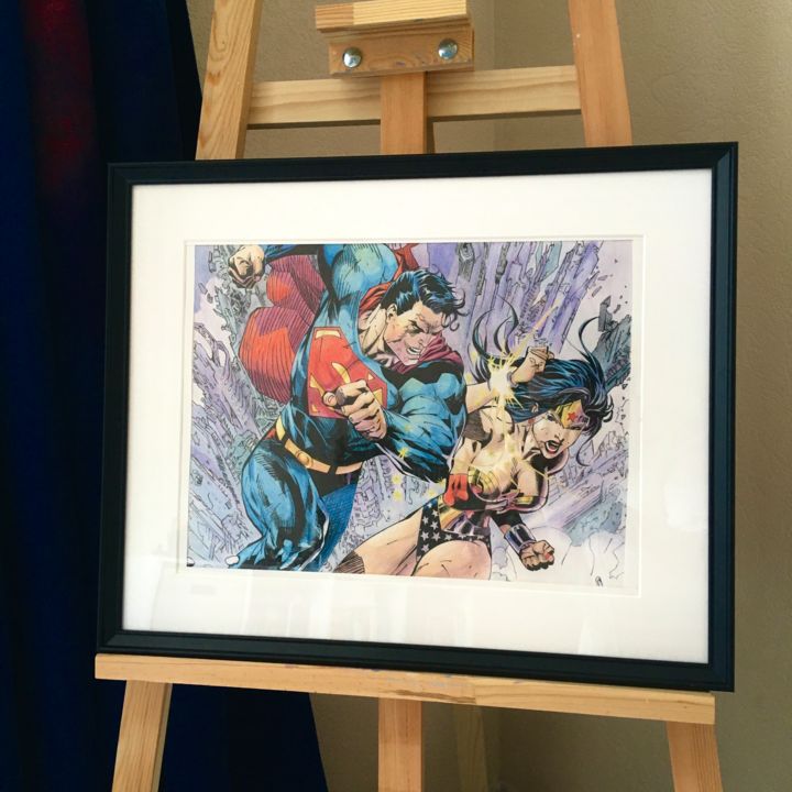 Painting titled "The Avengers / Мсти…" by Kristina Art Gallery, Original Artwork, Conté Mounted on Cardboard