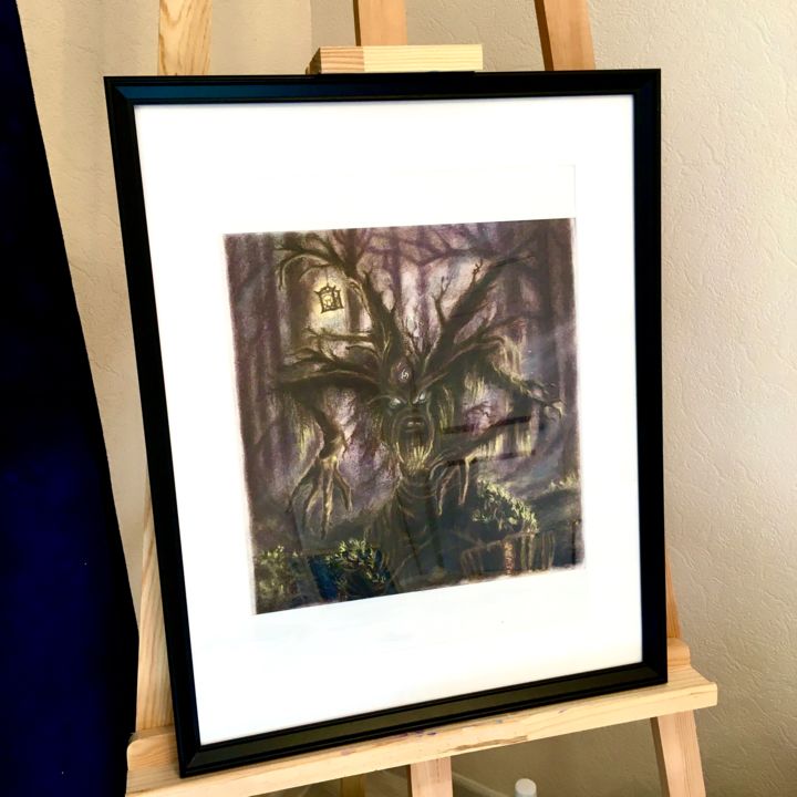 Картина под названием "Древо" - Kristina Art Gallery, Подлинное произведение искусства, Пастель Установлен на картон