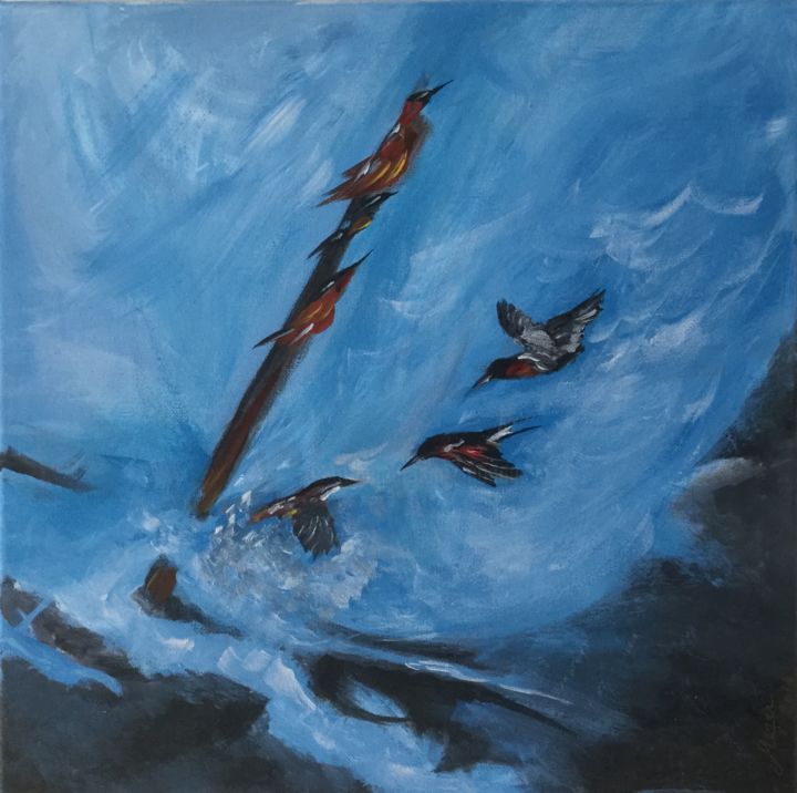 Painting titled "Flying" by Monagaya, Original Artwork, Acrylic