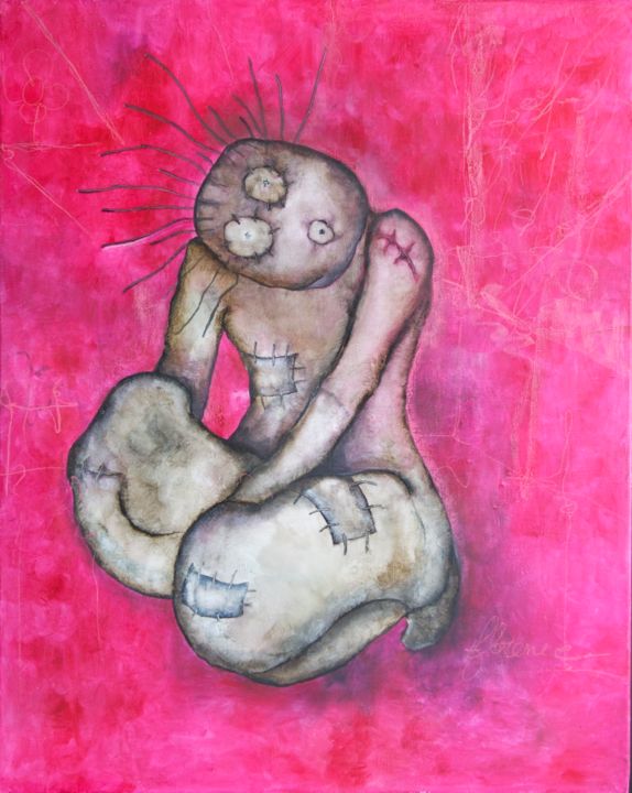 Картина под названием "Oz le rose" - Monange, Подлинное произведение искусства, Масло