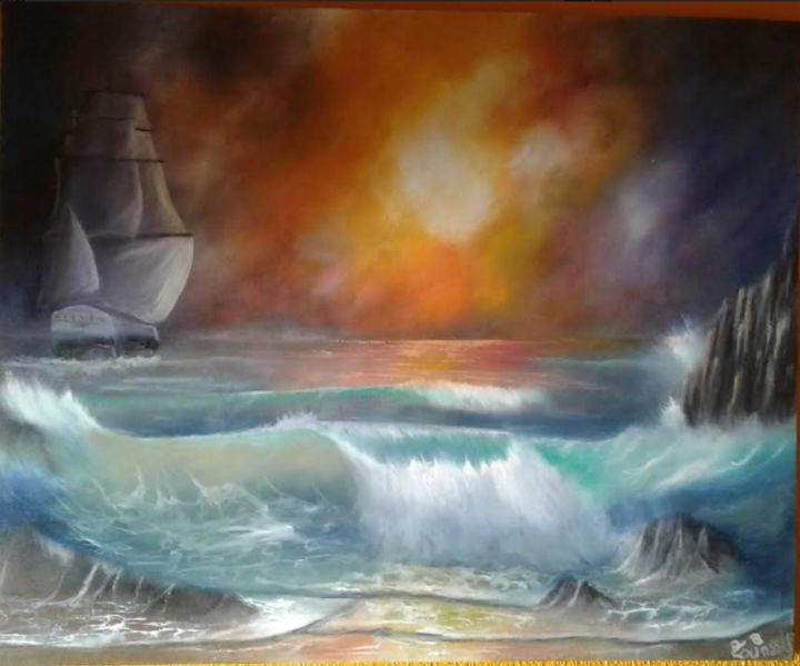 Pintura titulada "wave.jpg" por Moncef Ben, Obra de arte original