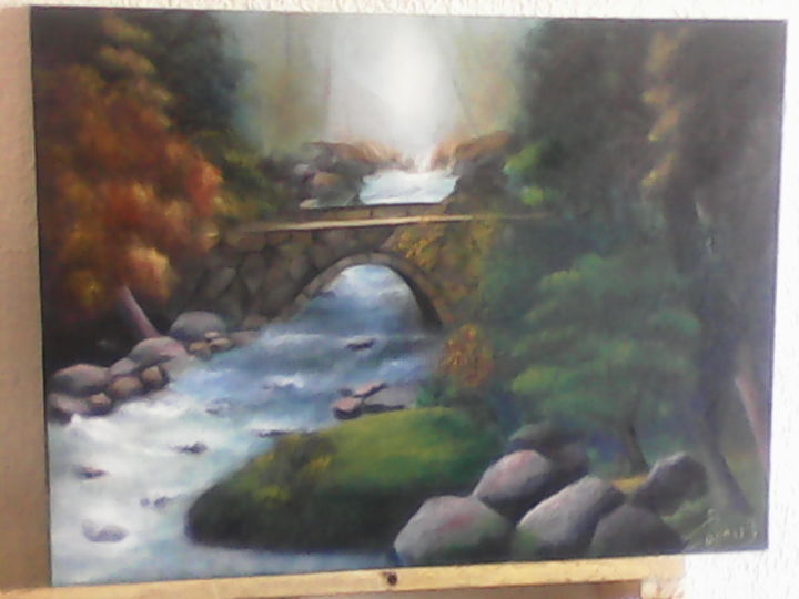 Peinture intitulée "riviere.jpg" par Moncef Ben, Œuvre d'art originale, Huile