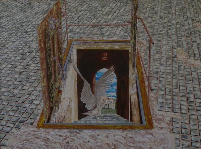 Pittura intitolato "Las cloacas del pod…" da Moncholc, Opera d'arte originale, Olio