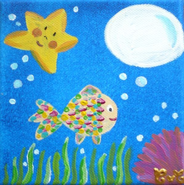 Pintura intitulada "aquarium à personna…" por Candice Campos, Obras de arte originais, Óleo