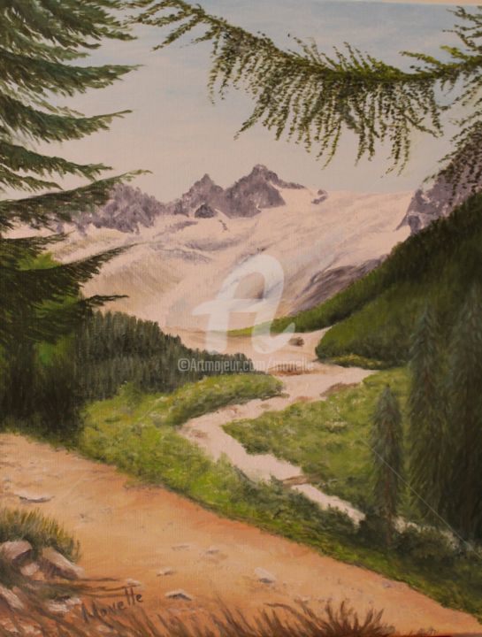 Painting titled "PROMENADE EN SUISSE." by Monelle, Original Artwork, Oil