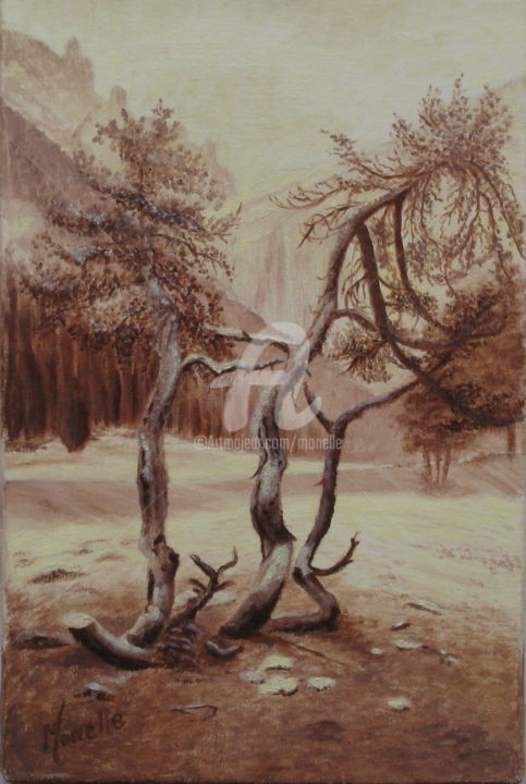 Pintura intitulada "GAVARNIE. La cascad…" por Monelle, Obras de arte originais, Óleo