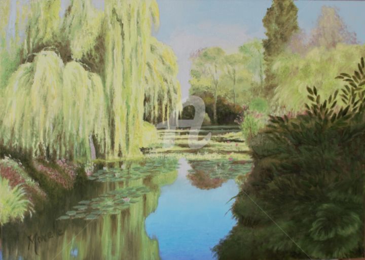 Painting titled "JARDIN  DE  GIVERNY…" by Monelle, Original Artwork, Oil