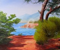 Malerei mit dem Titel "Ibiza .2" von Monelle, Original-Kunstwerk, Öl