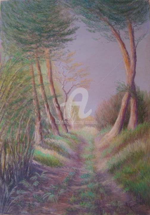 Peinture intitulée "FORET LANDAISE." par Monelle, Œuvre d'art originale, Autre