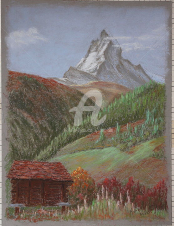 Pintura titulada "LE CERVIN. (SUISSE.)" por Monelle, Obra de arte original, Pastel