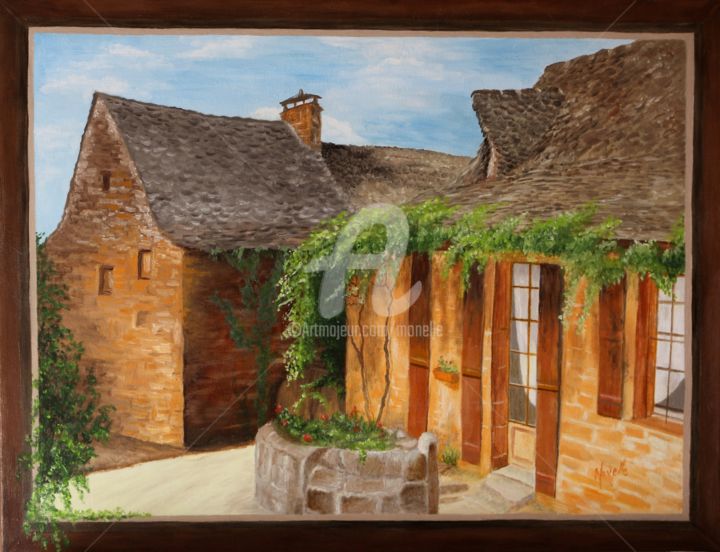 Peinture intitulée "COLLONGES LA ROUGE.…" par Monelle, Œuvre d'art originale, Huile