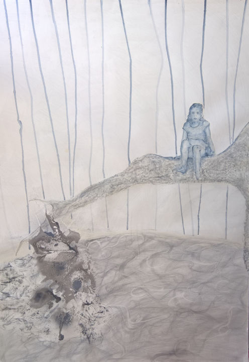 Dessin intitulée ",,na drzewie".jpg" par Katarzyna Strzępek, Œuvre d'art originale, Autre