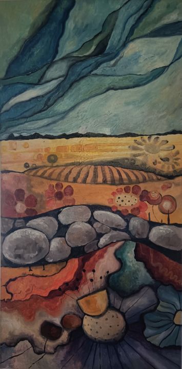 Peinture intitulée "Campagna toscana" par Monia Casalini, Œuvre d'art originale, Huile