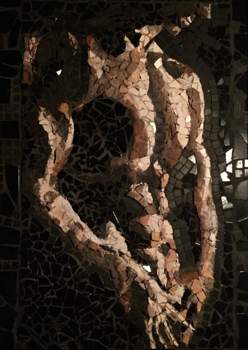 Sculpture titled "ADAMO" by Monica Berra (Monique), Original Artwork, Mosaic