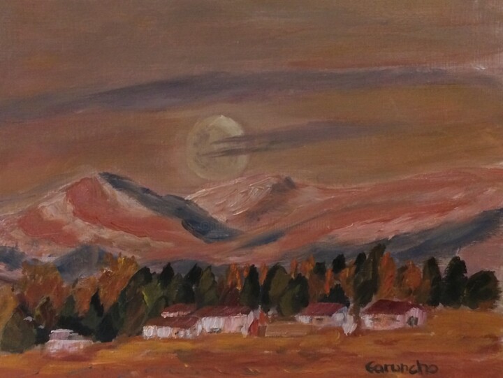 Painting titled "Montañas" by Mónica Caruncho Fontela, Original Artwork, Oil