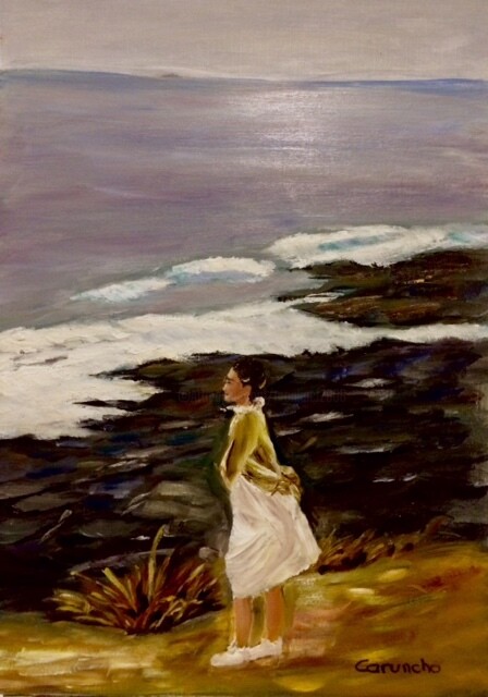 Peinture intitulée "Mirando el mar" par Mónica Caruncho Fontela, Œuvre d'art originale, Huile