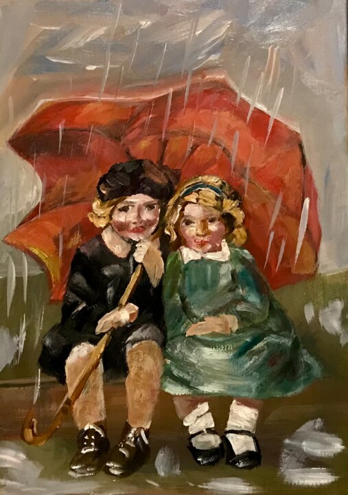 Pintura titulada "El paraguas" por Mónica Caruncho Fontela, Obra de arte original, Oleo