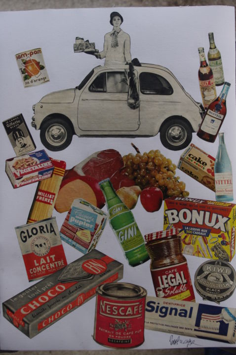 Collages titled "J'ai fait mes cours…" by Monica Ciobanu, Original Artwork, Other