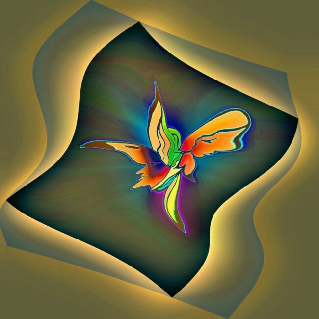 Digital Arts titled "a voo da borboleta" by Monica Martins, Original Artwork, Digital Painting