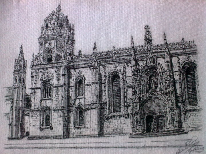 Disegno intitolato "Mosteiro dos Jeróni…" da Mónica Preto Pacheco, Opera d'arte originale