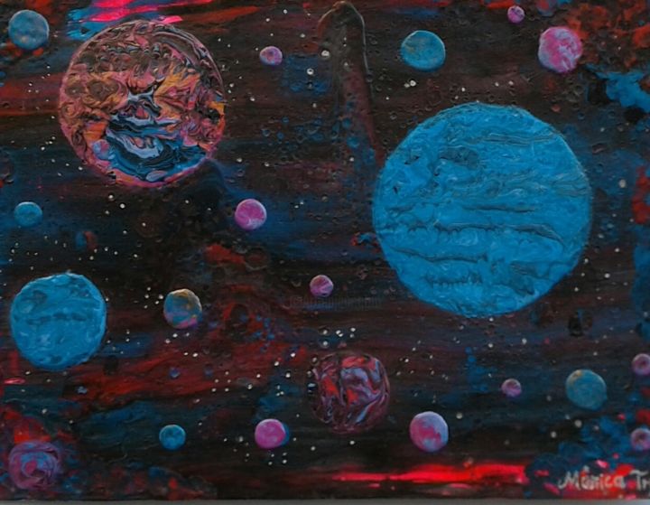 Peinture intitulée "EXOPLANET, TRES-2B" par Mony E.T, Œuvre d'art originale, Acrylique