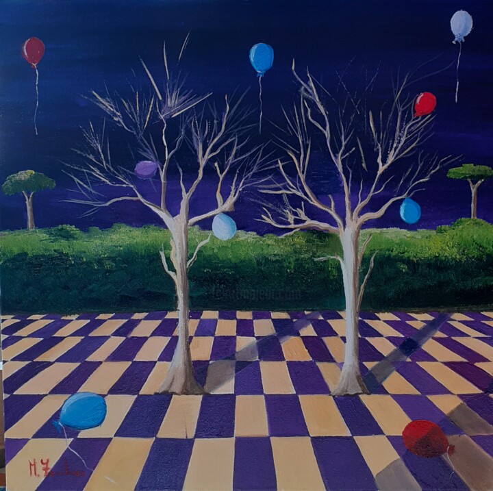 Peinture intitulée "Dove nascono I pall…" par Monica Zambon, Œuvre d'art originale, Huile